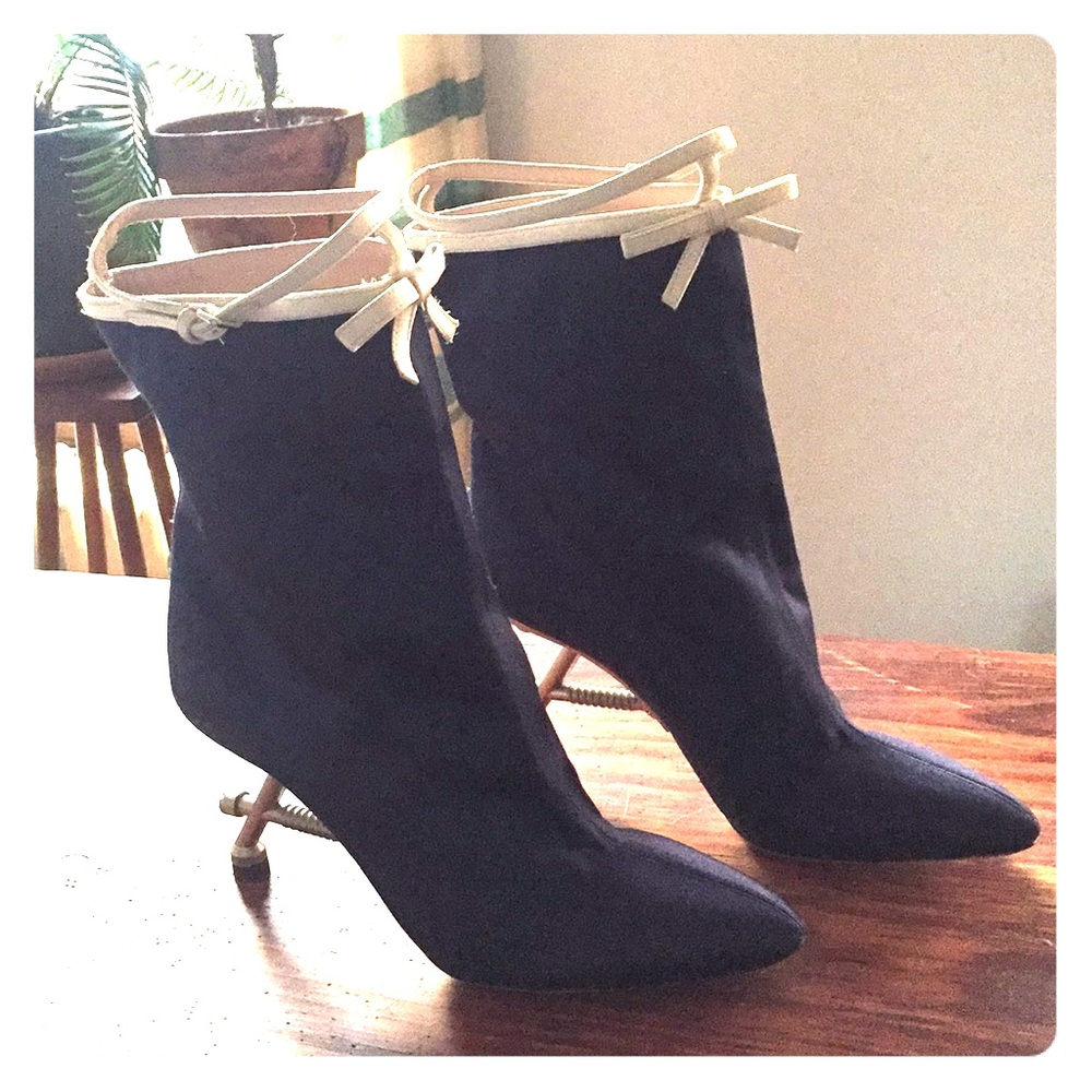 Miu Miu screw heel satin boots